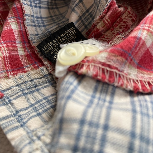 Vintage Eddie Bauer Patchwork Long Sleeve Button Down Shirt Oversized Office - Picture 7 of 7